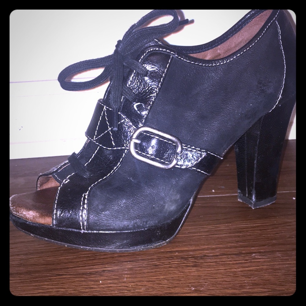 Naya Black Leather Booties